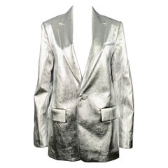 A.L.C. Talla M Chaqueta Blazer metalizada de mezcla de viscosa plateada
