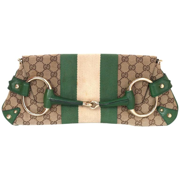 Gucci Monogram Horsebit Pochette/Clutch Bag For Sale at 1stDibs