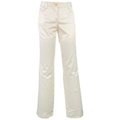 DOLCE & GABBANA Size 6 White Cotton Blend Twill Flat Front Straight Casual Pants