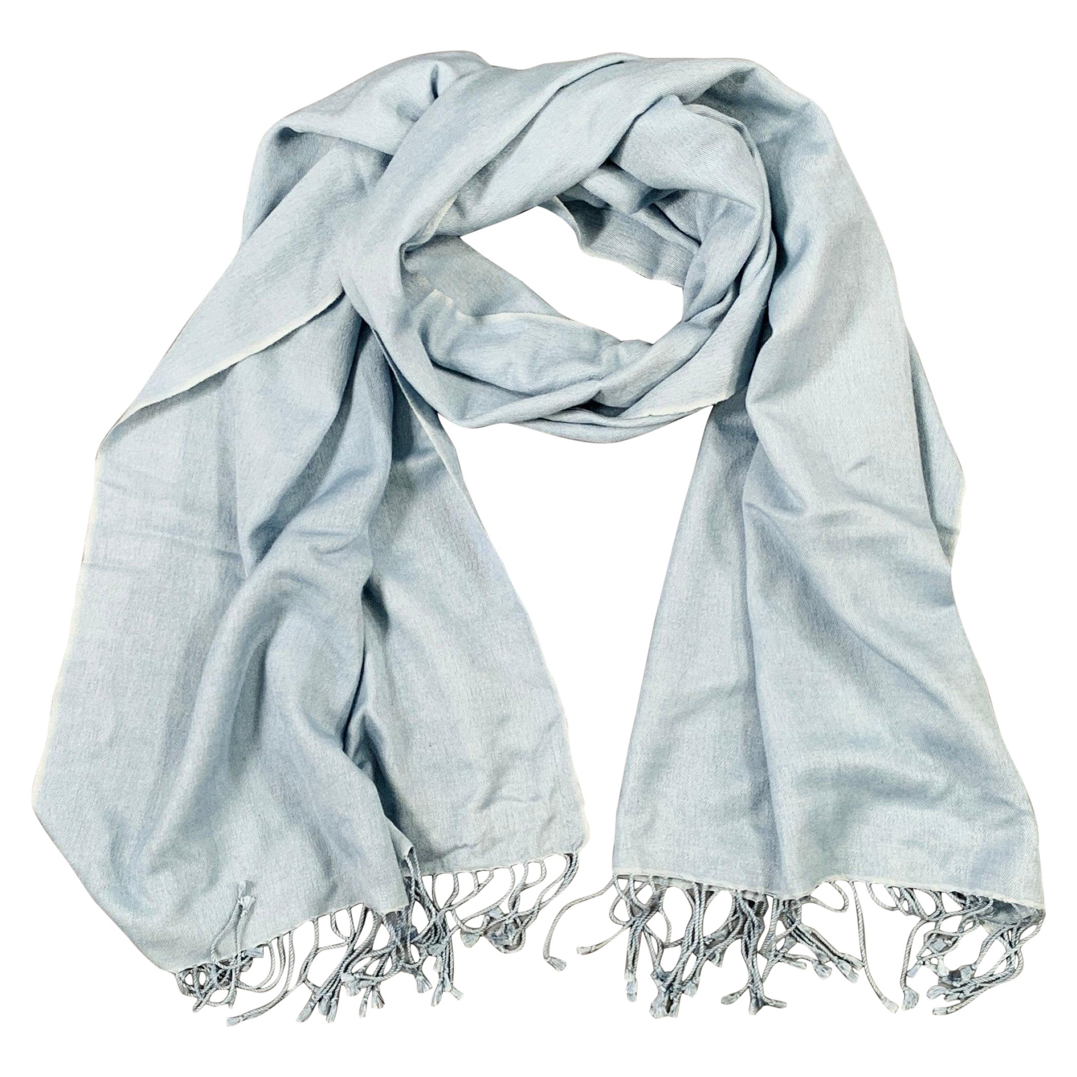 JAEGER Blue Cashmere Silk Fringe Pashmina Scarf Shawl