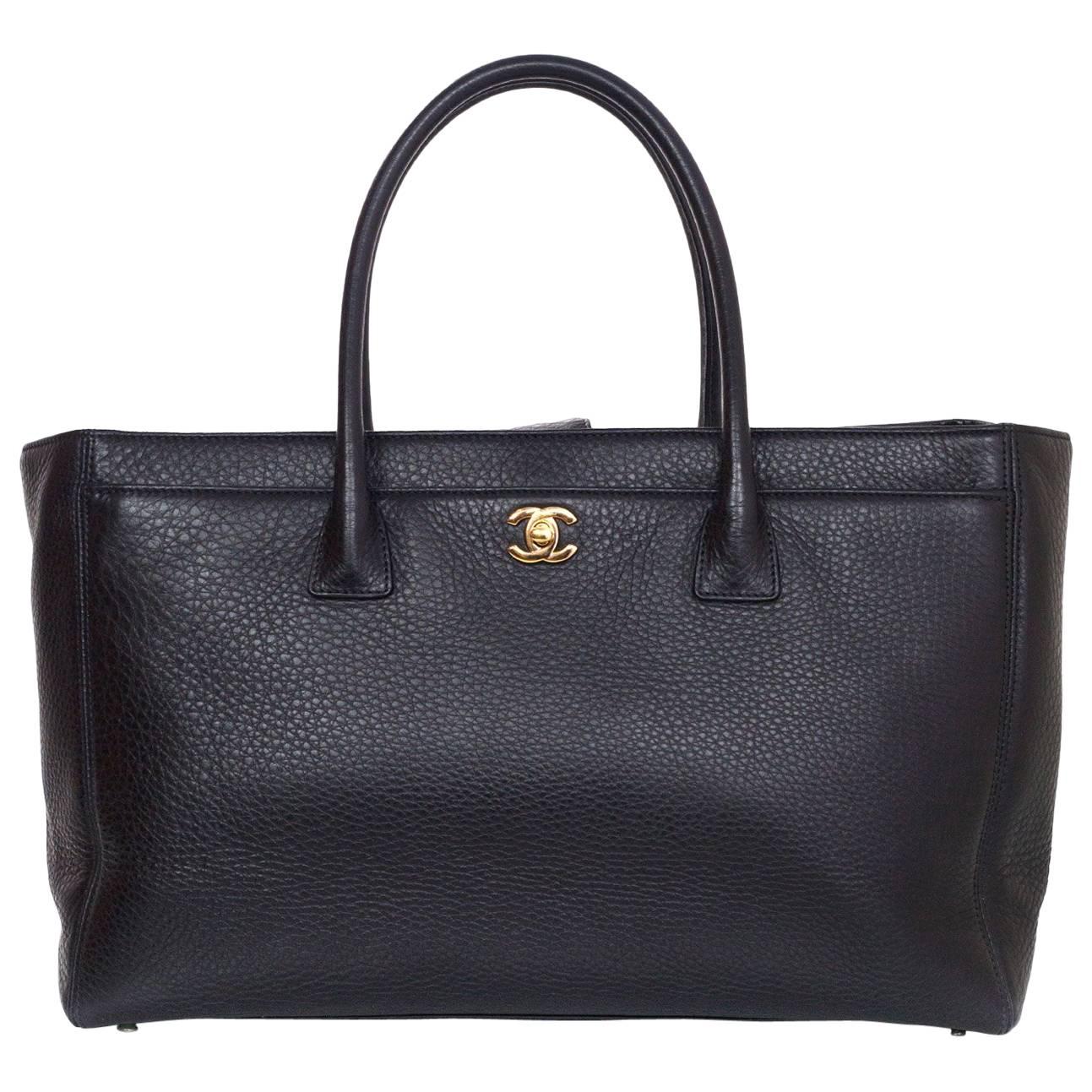 Chanel Black Pebbled Leather XL Executive Cerf Tote
