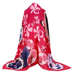 New Chanel Floral Graphic Red Cashmere Shawl Scarf 54"