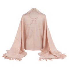 Gucci New Rosé Logo Fringe Shawl
