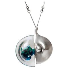 Scandinavain Modern necklace by Bjorn Weckstrom in acrylic and silver. 9