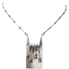 Scandinavian Modern silver necklace and pendant by Eksjo Studio. 5