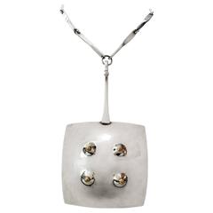 Scandinavian Modern Silver Pendant w/chain in Sterling by Ove Bohlin, 1972 11