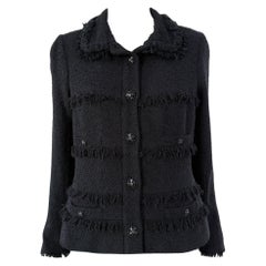 Chanel CC Gripoix Buttons Black Tweed Jacket 40 FR