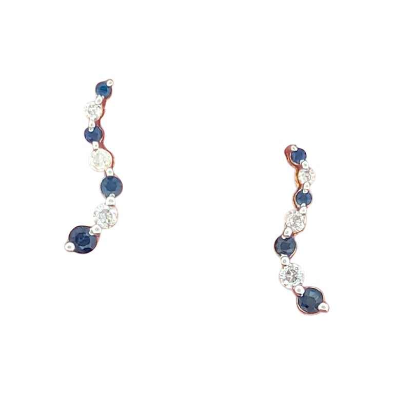 Fern  Post-Ohrringe aus 14 Karat Gelbgold mit Saphir und Diamant  Classic 1/2" Stehbolzen