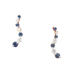 Fern  Post-Ohrringe aus 14 Karat Gelbgold mit Saphir und Diamant  Classic 1/2" Stehbolzen