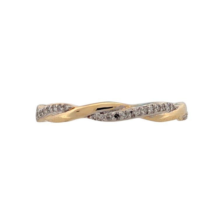 Helena  10K Yellow Gold Twisted Diamond Band  .10 CTW Natural Diamonds For Sale