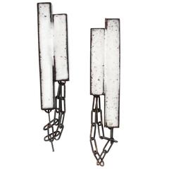 Steel, Enamel, Sterling Silver Earrings (Tube Dangle, Double)