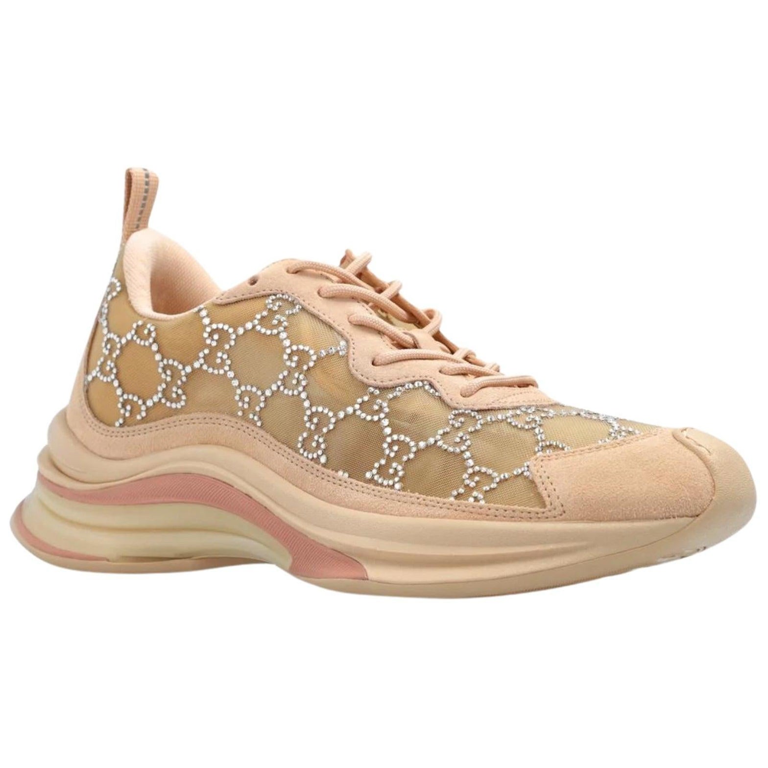 Gucci Tela GG Crystal Mesh Runner Sneakers 39.5 For Sale