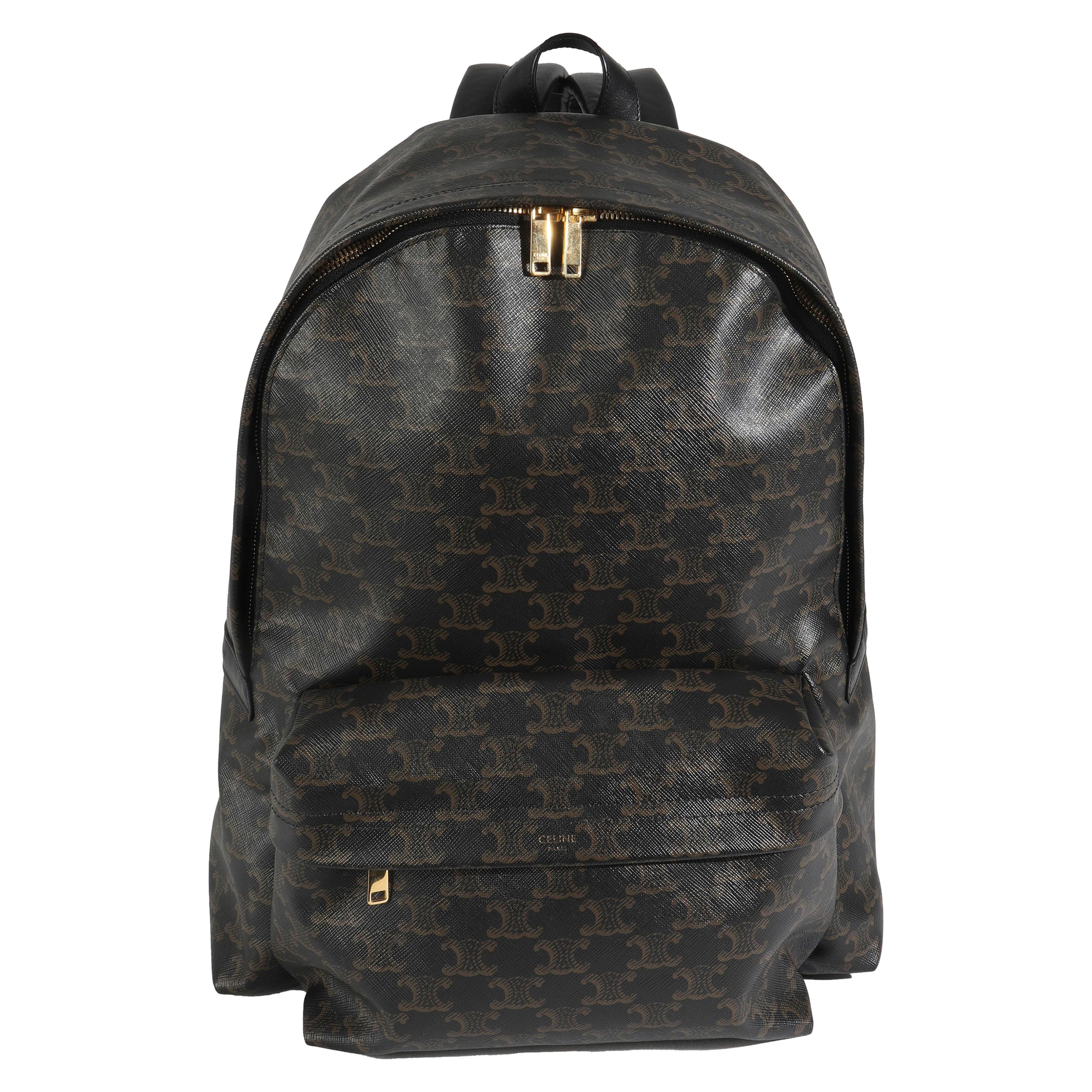 Celine Brown Canvas Medium Triomphe Backpack