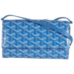 Used Goyard Blue Goyardine Canvas Varenne Continental Wallet