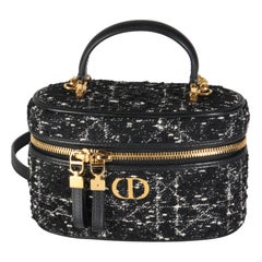 Christian Dior Black Gold Tweed Mini Caro Vanity