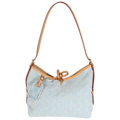 Louis Vuitton Himmelblau Monogramm Denim Tragetasche PM