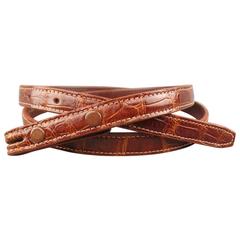 KIESELSTEIN-CORD Tan Alligator Leather Skinny Belt Strap