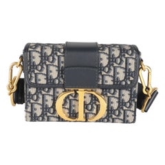 Christian Dior Navy Oblique Canvas 30 Montaigne Box