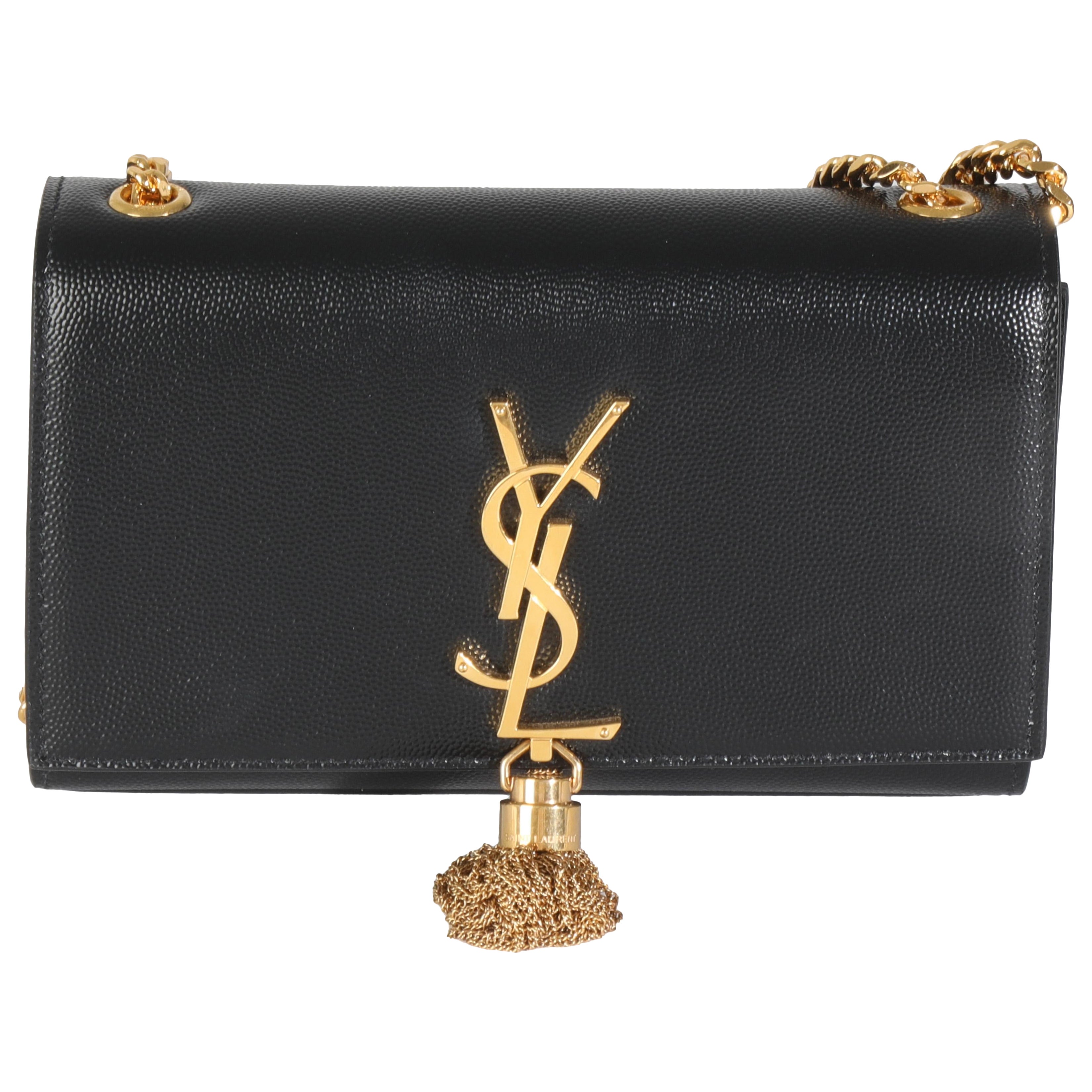 Saint Laurent Black Grain De Poudre Small Kate Tassel For Sale