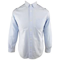 JUNYA WATANABE Size S Light Blue Cotton Navy Plaid Panel Oxford Shirt