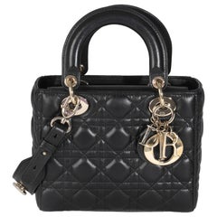 Christian Dior Black Lambskin Cannage Small MyABCDior Bag