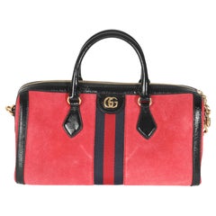 Gucci Red Suede Medium Ophidia Boston Bag