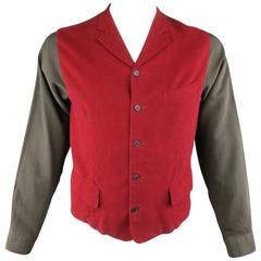 COMME des GARCONS Size L Burgundy & Gray Two Toned Vest Front Long Sleeve Shirt 10