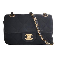 Chanel Classic Flap Extra Mini Black Suede Quilted Gold-tone Hardware