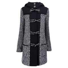 Chanel CC Closures Black Tweed Parka Coat 34 FR