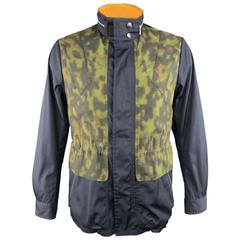 DRIES VAN NOTEN 42 Navy Mixed Fabrics Polyester Blend Jacket
