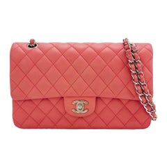 Chanel Timeless Classic Flap Medium Rosa Lammfell Leder Gold Hardware