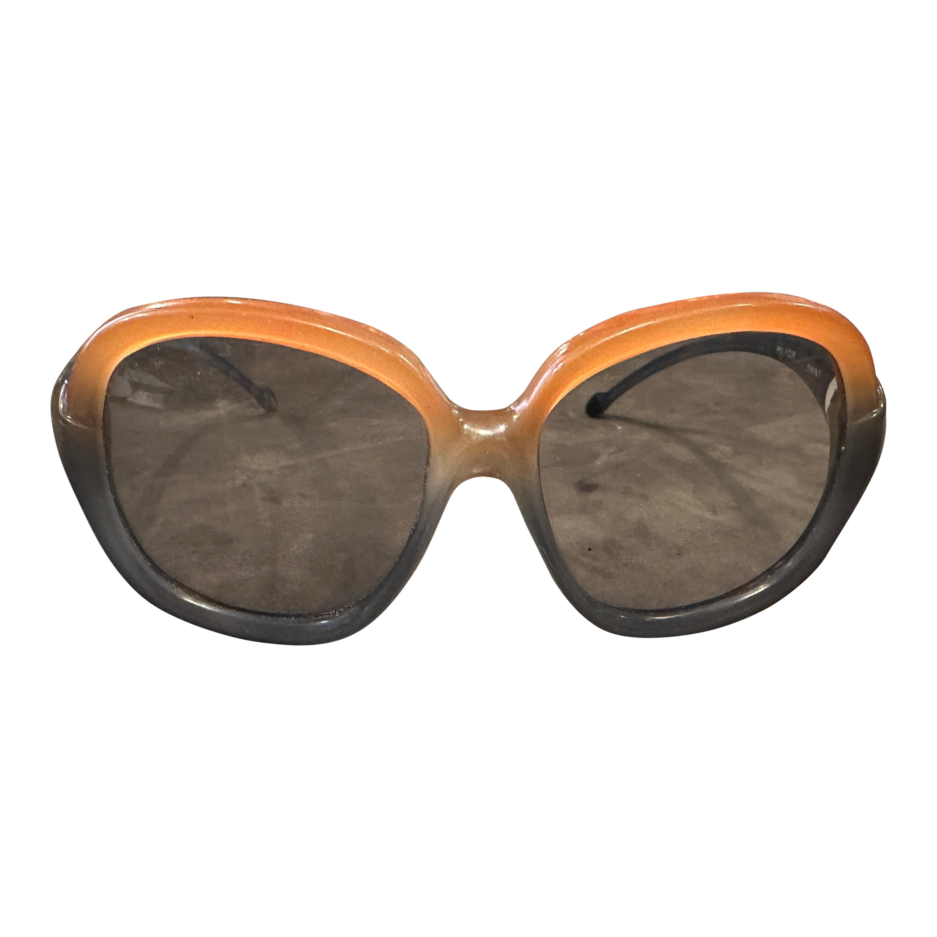 1970s Mid-Century Orange and Blue Oversized Sunglasses by Lozza For Sale