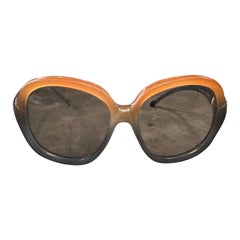 Vintage 1970s Mid-Century Orange and Blue Oversized Sunglasses by Lozza