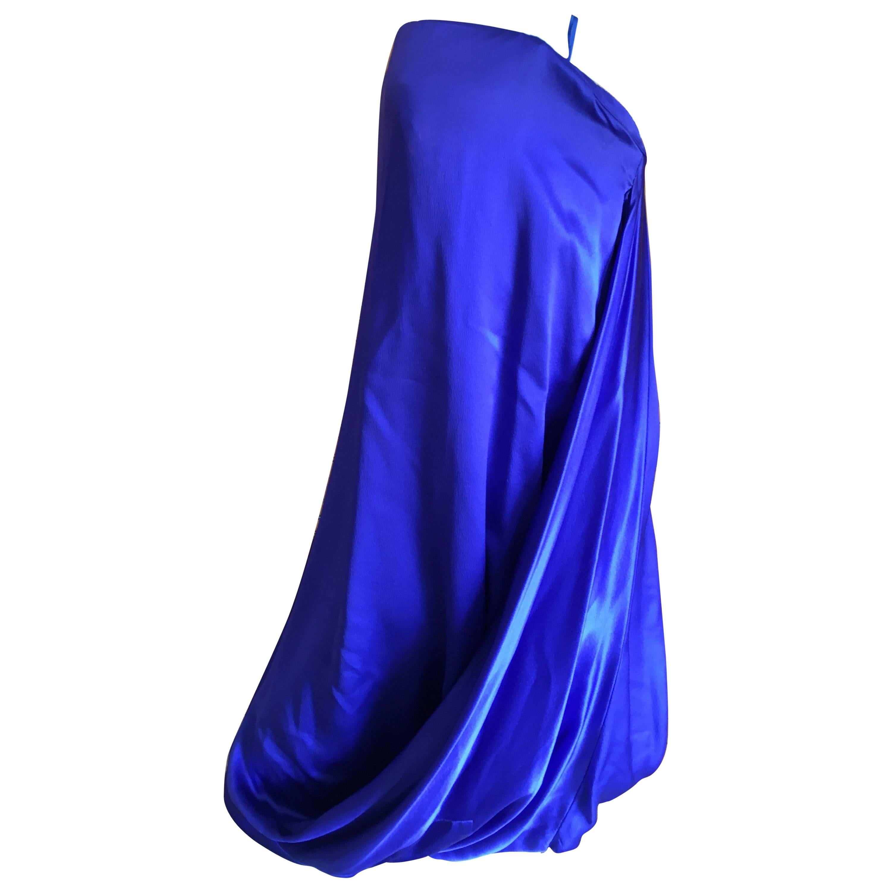 Alexander McQueen 2009 Royal Blue Draped Strapless Dress with Inner Corset For Sale