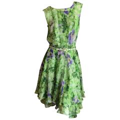 Oscar de la Renta Silk Floral Dress with Belt and Sweater 11