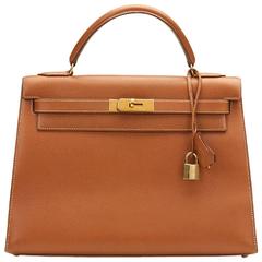 1994 Hermes Gold Courchevel Leather Retro Kelly Sellier 32cm