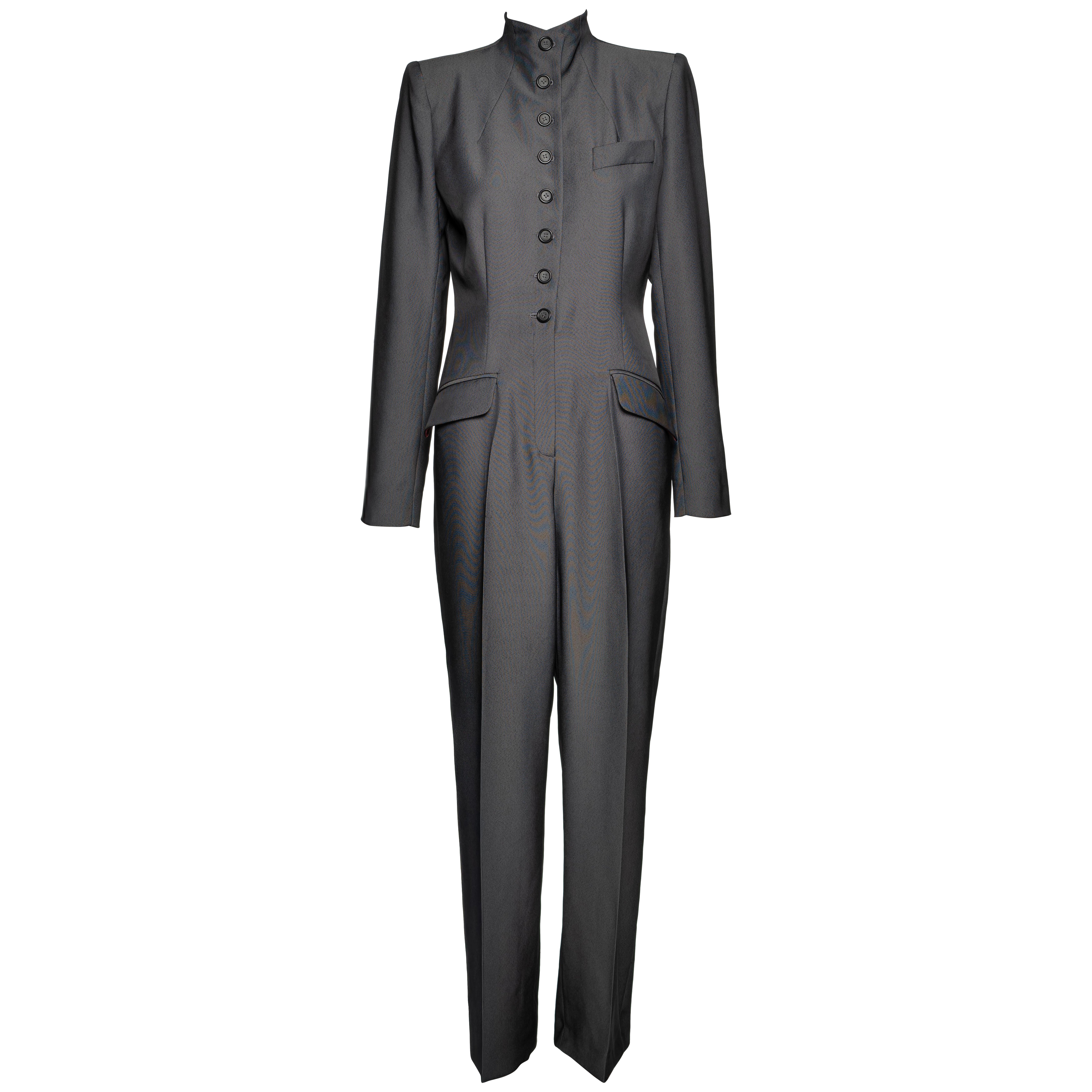 Alexander McQueen Grauer Tailoring-Jumpsuit 'Joan' aus Wolle, FW 1998