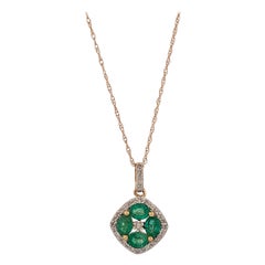 Freya 10k Yellow Gold Emerald and Diamond Necklace – Elegant Gemstone Necklace