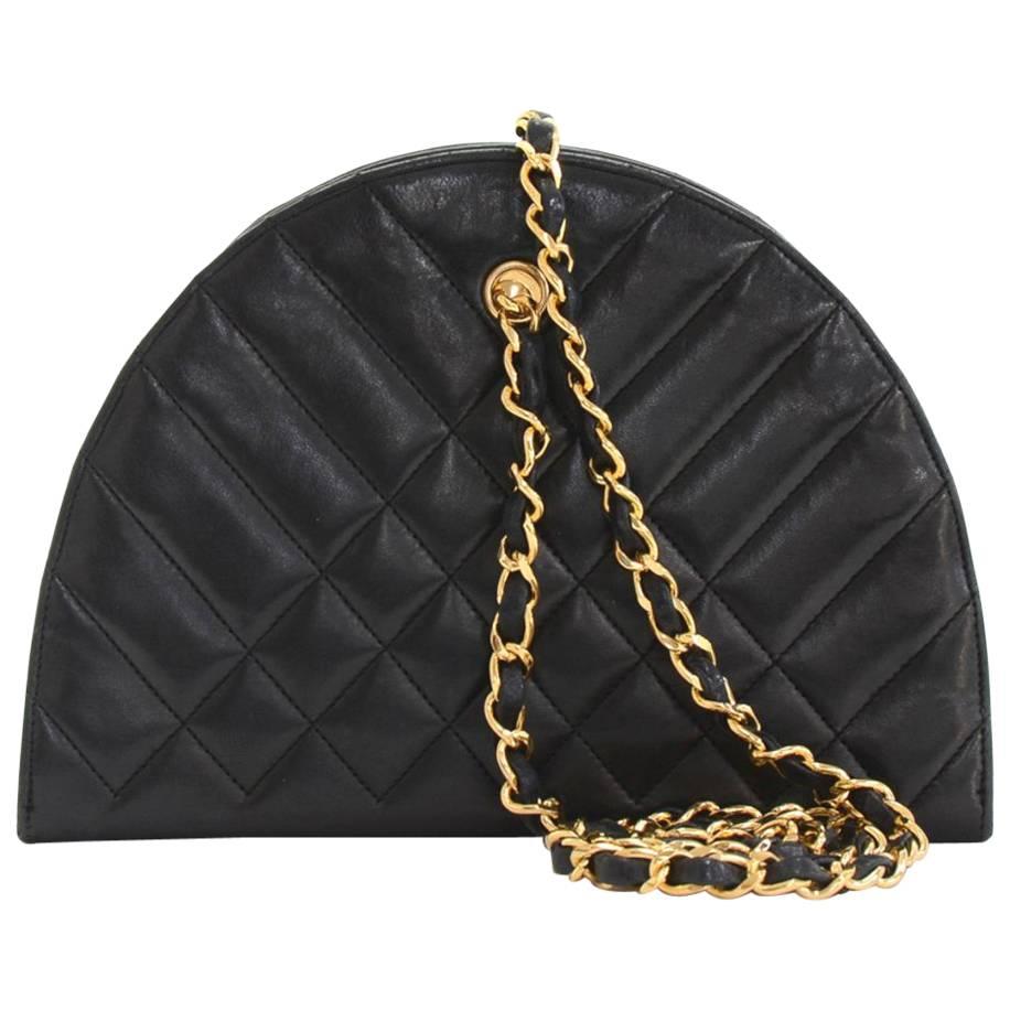 1980s Chanel Black Quilted Lambskin Vintage Timeless Shoulder Bag