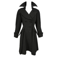 1990's Thierry Mugler Dramatic Black Velvet Trim Coat