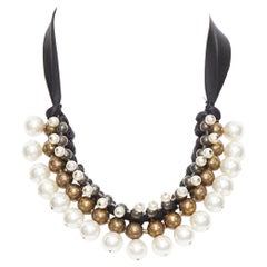 LANVIN Collier Collar multiperlas con lazo negro