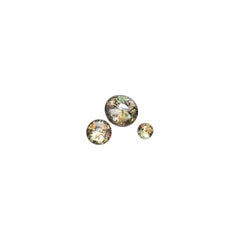 CHANEL 05P Vintage Set of 3 green resin gold CC logo glitter speckle pin brooch