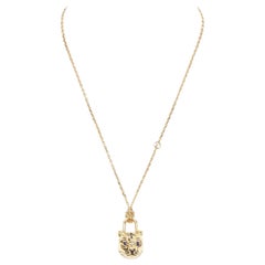LOUIS VUITTON 2022 Anno della Tigre Edizione Limitata Collana con lucchetto in oro e occhi blu