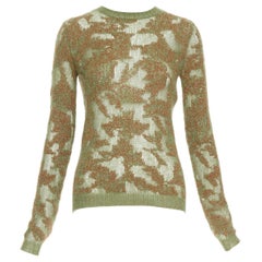 DIOR 2023 Brocart pull-over en maille ample en cachemire marron vert FR34 XS