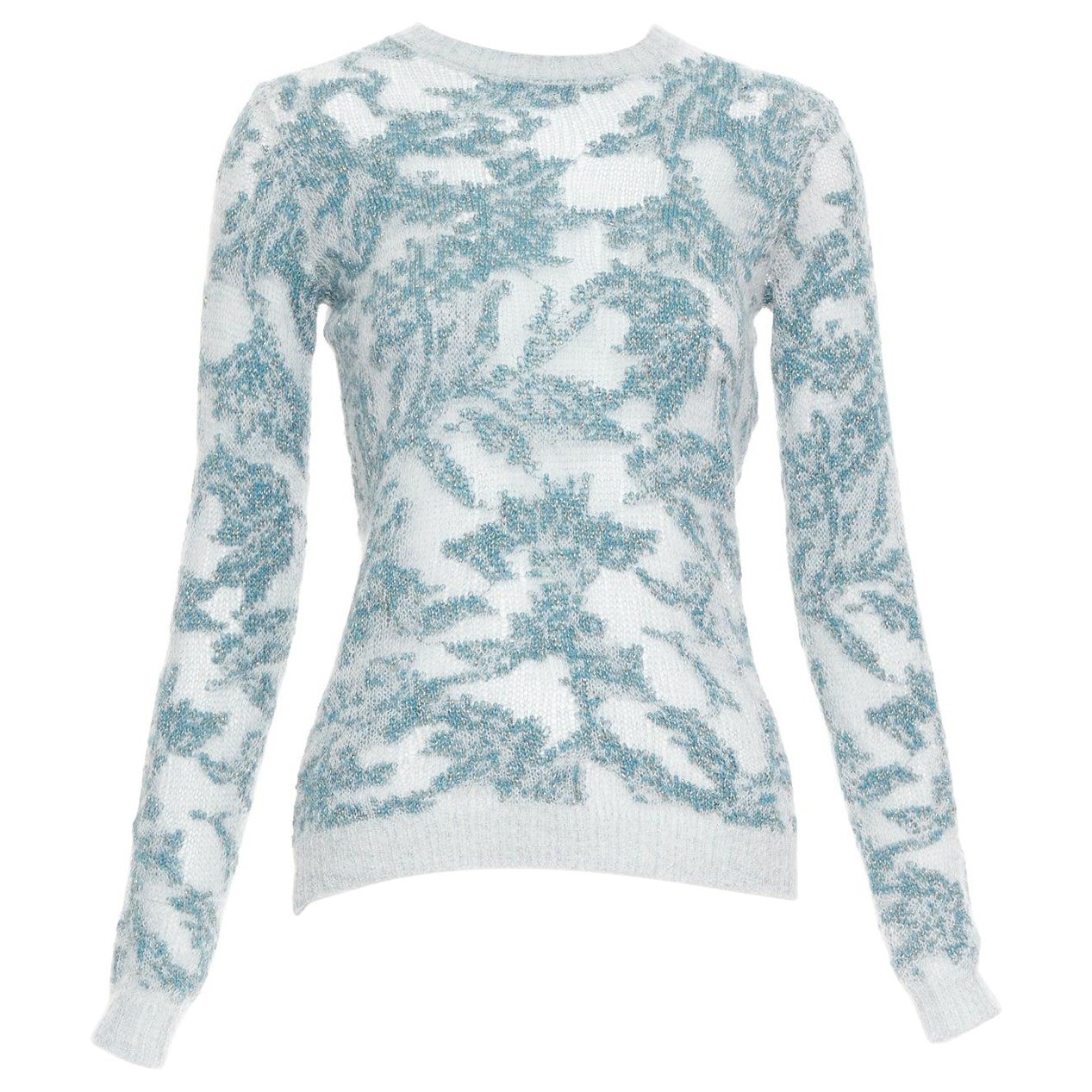 DIOR 2023  Pull-over en maille ample en cachemire gris bleu Brocart FR34 XS