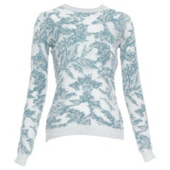 DIOR 2023  Pull-over en maille ample en cachemire gris bleu Brocart FR34 XS