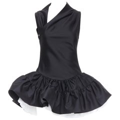 SHUSHU TONG Multilayer Bubble black wool silk puff skirt dress XS