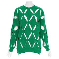 Valentino 2022 Pier Paolo Piccioli maglione in lana vergine verde con tagli XXS