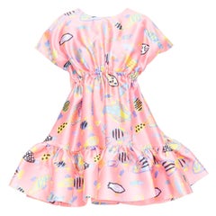 ROMANCE WAS BORN Ken Done robe nuisette rose imprimée d'illustrations multicolores S