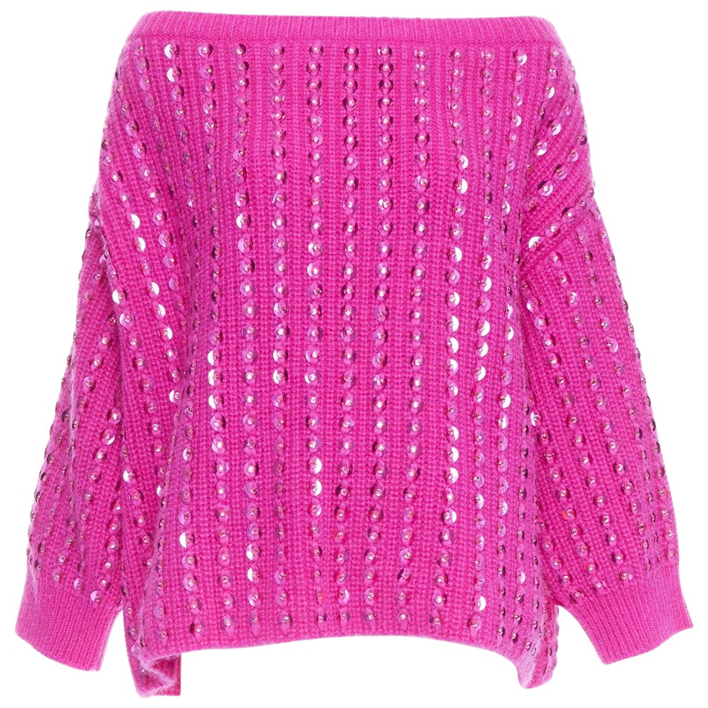 Pull-over à bijoux en mohair mélangé rose vif VALENTINO 2022 Pier Paolo Piccioli S